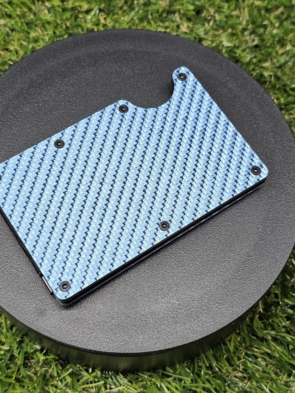 Slim Blue Carbon Fiber Card Holder Wallet